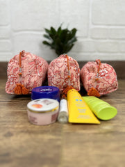 Block Print Toiletry & Makeup Bag | Quilted Wash Bag