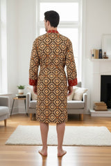 Pure Cotton Handblock Men Kimono | Indian Printed Man House Robe, Boho Beach Coverup Dressing Gown, Lightweight Loungewear, Gift For Him Dad