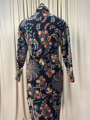 Luxury Velvet Kimono Unisex House Robe | Boho Jacket Autumn Winter Christmas Gift Elegant Reversible Silk Lined | Quirky Gown Black Floral