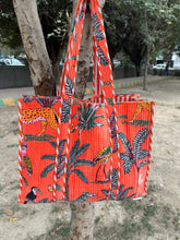 Boho Tote Bag Large Reversible Quilted Velvet Cotton | Beach Weekend Bag Eco friendly Sustainable Sturdy Grocery Shopping Ochre