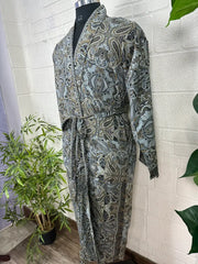 Boho Men Silk Kimono Robe, Luxury Silk Dressing Gown for Man, Long House Beach Artist Bathrobe, Birthday Present for husband, Gift for Him