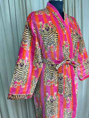 Luxury Velvet Kimono Unisex House Robe | Boho Jacket Autumn Winter Christmas Gift Elegant Reversible Cotton Lined | Quirky Gown Animal print