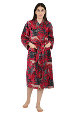 Luxury Velvet Kimono Robe: Reversible Silk-Lined Animal Print