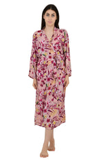 Floral Silk Blend Kimono Robe: Handmade Sari Fabric, Plus Size