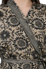 Floral Silk Blend Kimono Robe: Hand-Stitched Sari Fabric