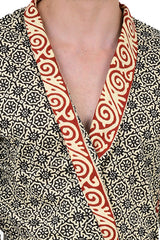 Pure Cotton Handblock Men Kimono | Indian Printed Man House Robe, Boho Beach Coverup Dressing Gown, Lightweight Loungewear, Gift For Him Dad