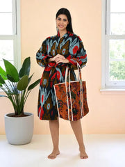 Cotton Women Kimono Suzani Embroidery Jacket Robe, Artisan Hand Embroidered Open Front Duster, Boho Gypsy Resort Wear Sustainable Clothing