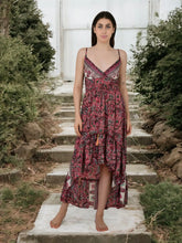 Boho Silk Dress for Women, Open Back Floral High Low Maxi, Luxury Gypsy Flowy Outfit, Bridesmaid Gift, Festival Wear Beachwear, Gift for Her