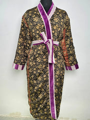 Cozy Velvet Womens Kimono | Boho Dressing Gown Reversible With Lining, Womens Clothing, Bridal Robe, Smoking Jacket For Him, Gift For Her