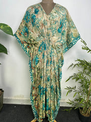 Kaftan Dress | Recycle Silky Soft Women Clothing, Oversize Resort Wear Caftan, Boho Beach Cover Up, Women Loose Fit Midi Dress, Gift for Her