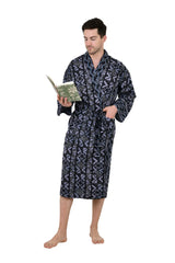 Pure Cotton Handblock Men Kimono | Indian Printed Man House Robe, Boho Beach Coverup Dressing Gown, Lightweight Loungewear, Gift For Him Dad