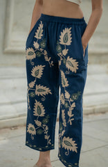 Cotton Suzani Embroidery Pant | Hand Embroidered Floral Women Pajama Bottom | Handcrafted Boho Loungewear, One Size Fit, Unique Gift for Her