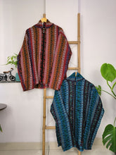 EARTH TONES Hippie Woolen Jacket Hoodie Handmade Boho - Red