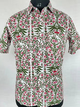 Men's Shirt Pure Cotton Handblock Print | Summer Cool Casual Beach Wear, Comfortable Garden Picnic Urban Man Dad Gift | Grey Pink Floral