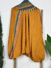 Recycle Silk Hareem Afgani Style Yoga Relaxed Fit Pant | Indian Handmade Super Comfy Genie Drop Unisex Boho Hippie Night Pajama