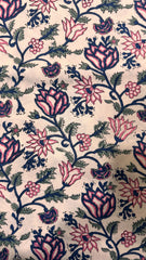 Pure Soft Cotton Bedsheet with Pillow Covers | Hand Block Printed Jaipuri Floral Bedspread Queen King Size Summer Garden Bedding, Mughal Art