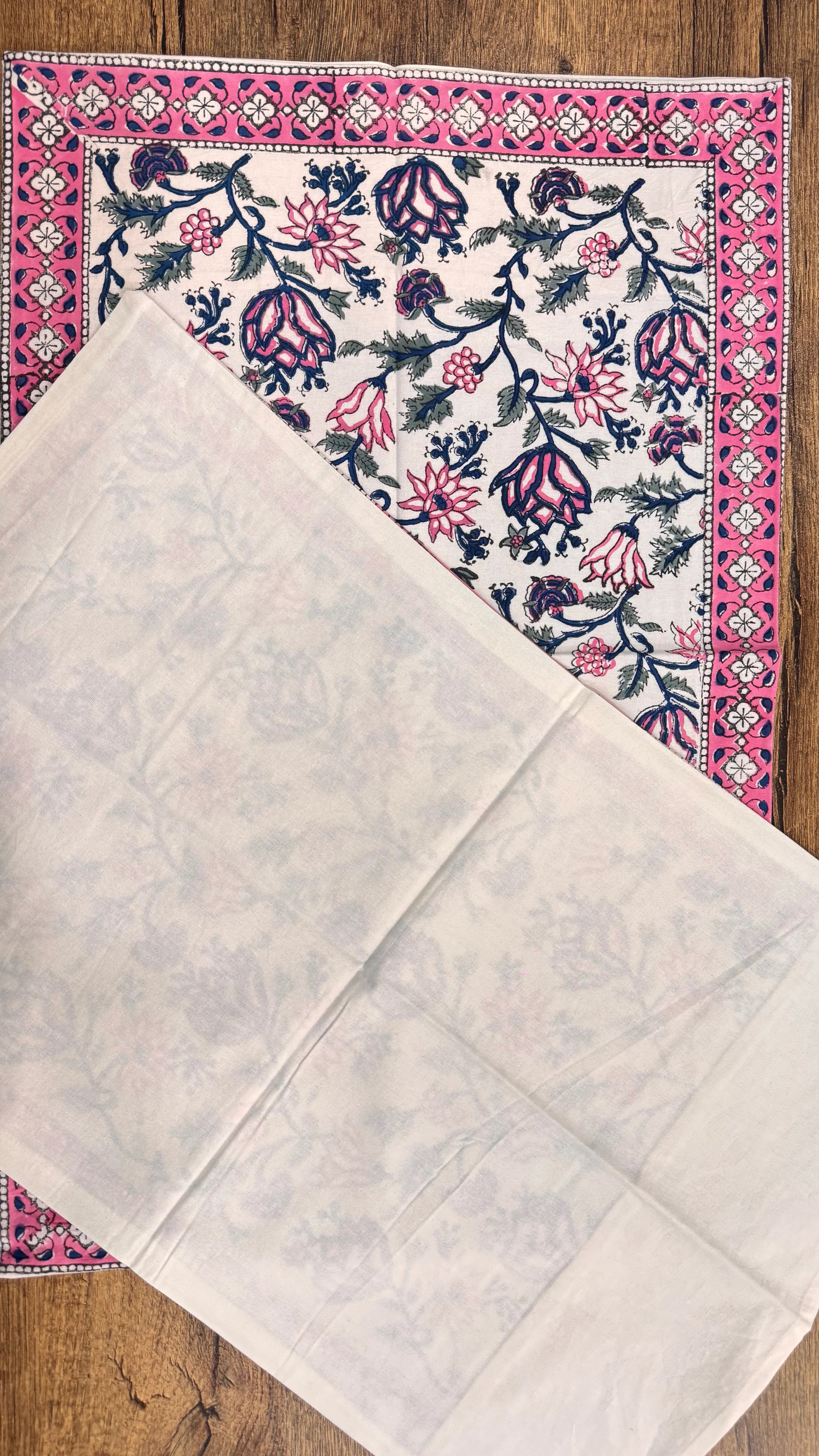 Pure Soft Cotton Bedsheet with Pillow Covers | Hand Block Printed Jaipuri Floral Bedspread Queen King Size Summer Garden Bedding, Mughal Art