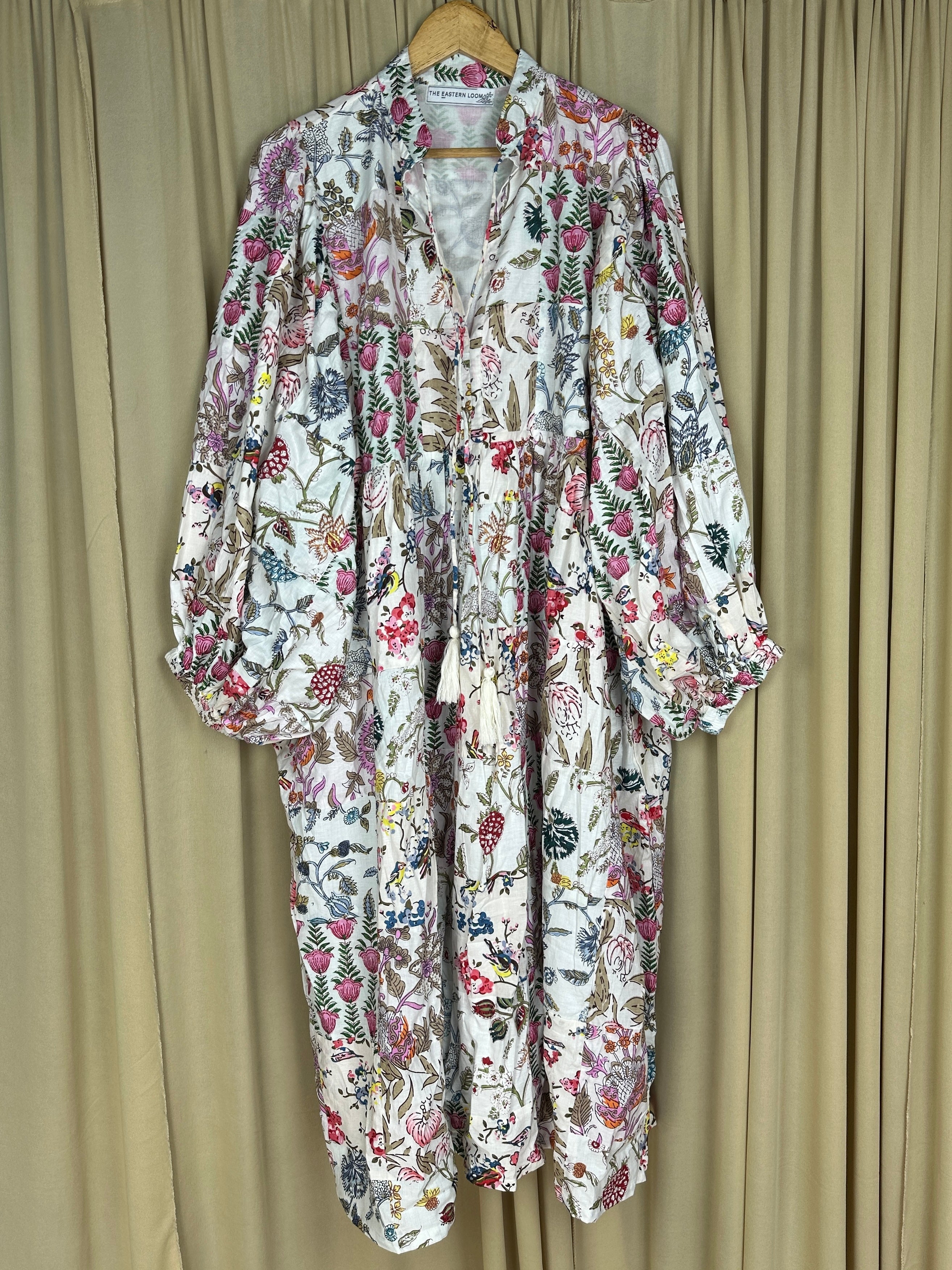 Boho Maxi Dress With Sleeves | Handmade Patchwork Long Flowy Beach Dress, One-of-a-kind Elegant Retro Outfit, Modest Gown with Pockets