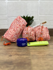 Block Print Toiletry & Makeup Bag | Quilted Wash Bag