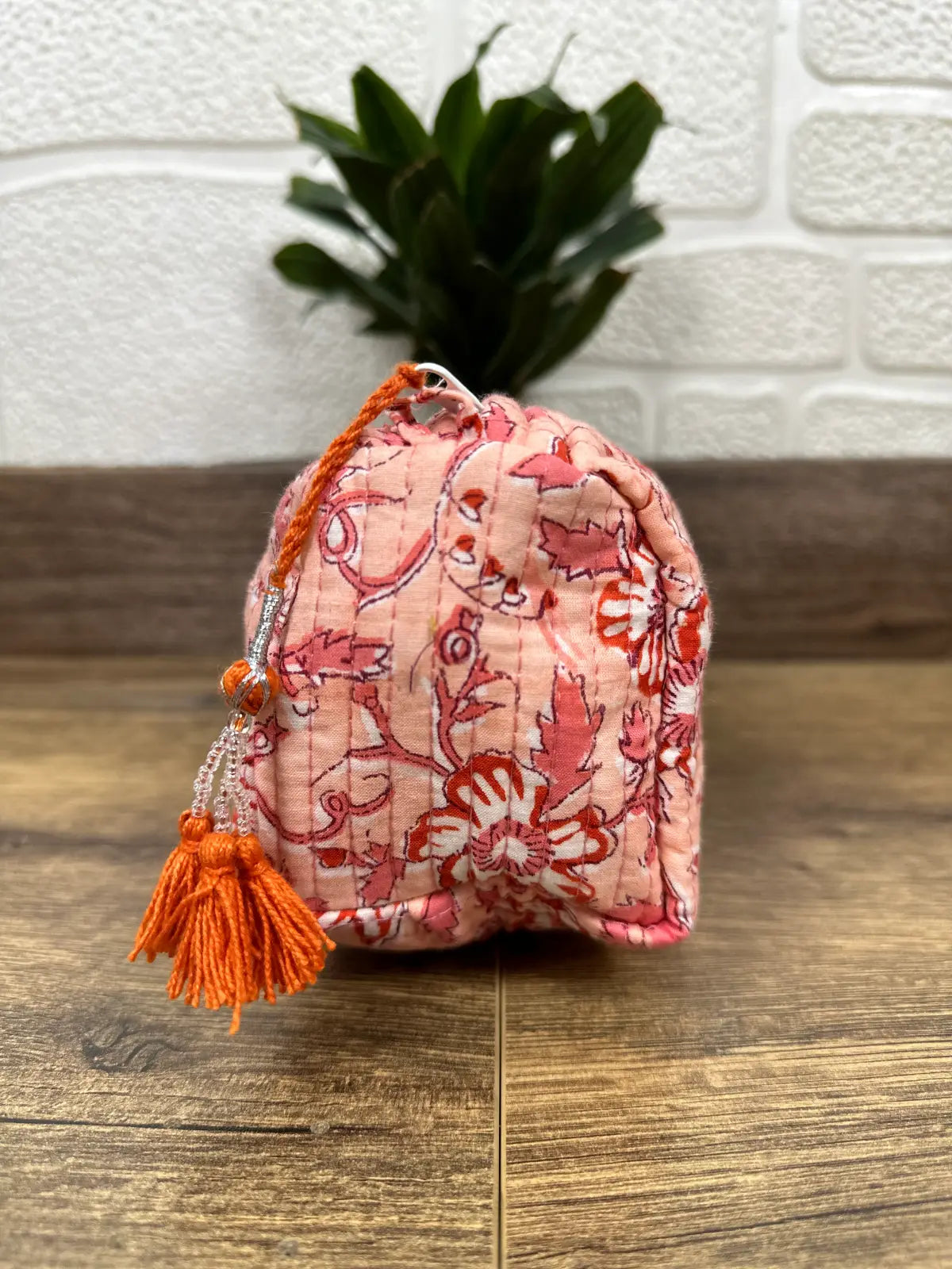 Block Print Toiletry & Makeup Bag | Quilted Wash Bag