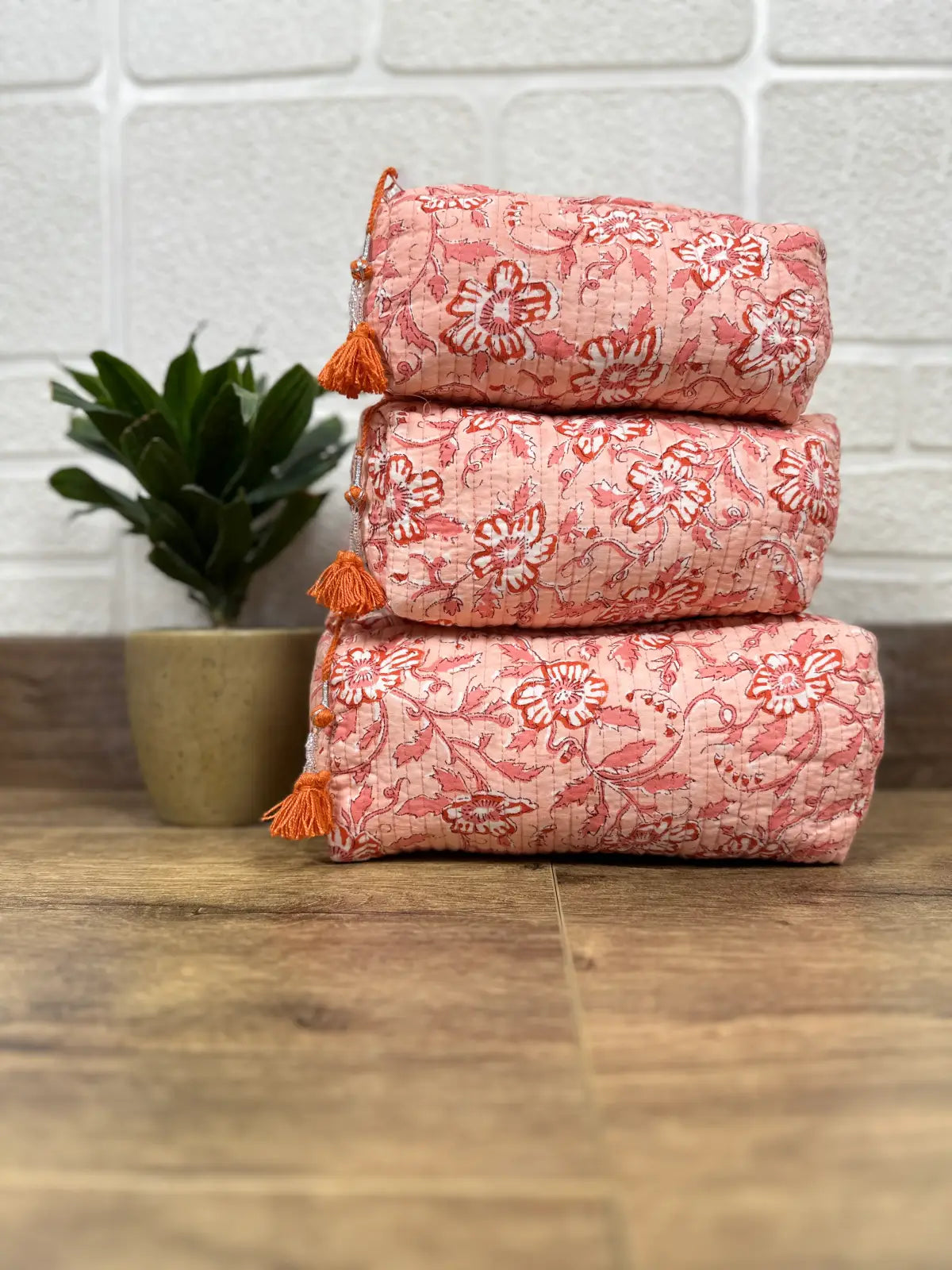 Block Print Toiletry & Makeup Bag | Quilted Wash Bag