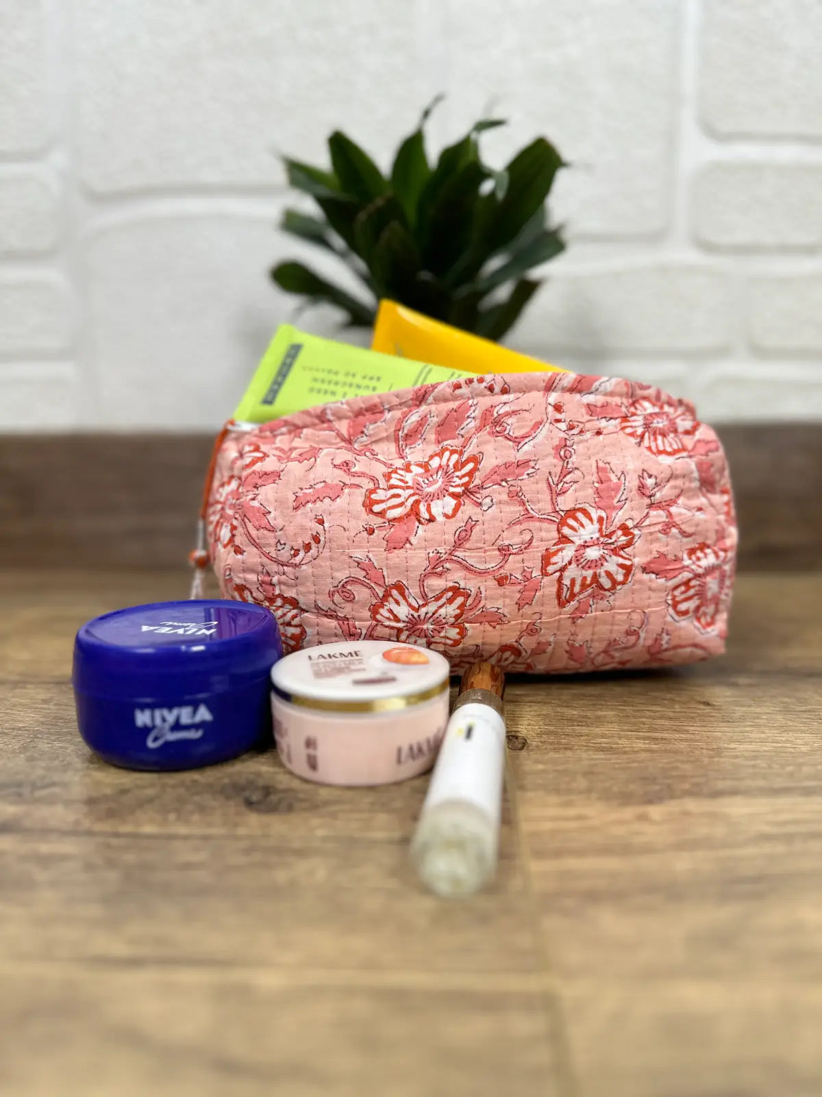 Block Print Toiletry & Makeup Bag | Quilted Wash Bag