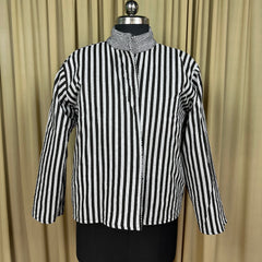 Boho Hand Embroidered Cotton Suzani Jacket | White Geometric Open Front Coat Winter Wear Free Size Retro Chic Free Size Robe Blazer for Her