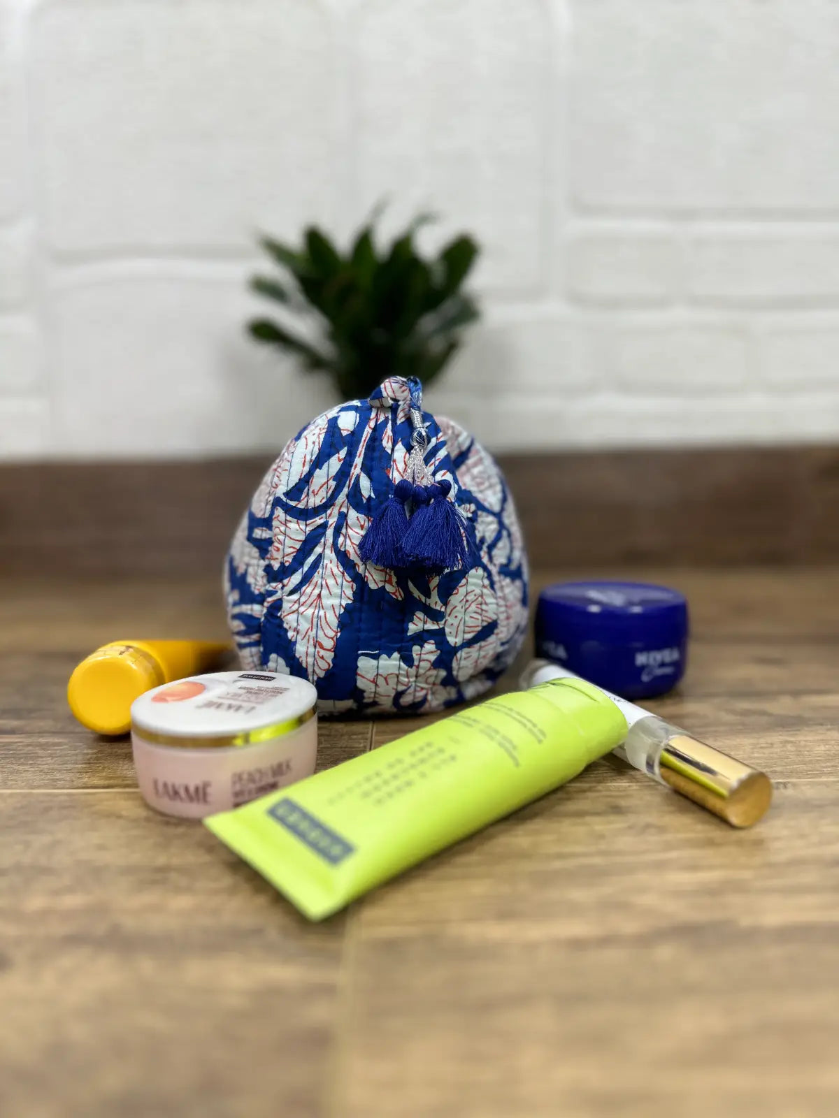Block Print Toiletry & Makeup Bag | Quilted Wash Bag | Set of 3