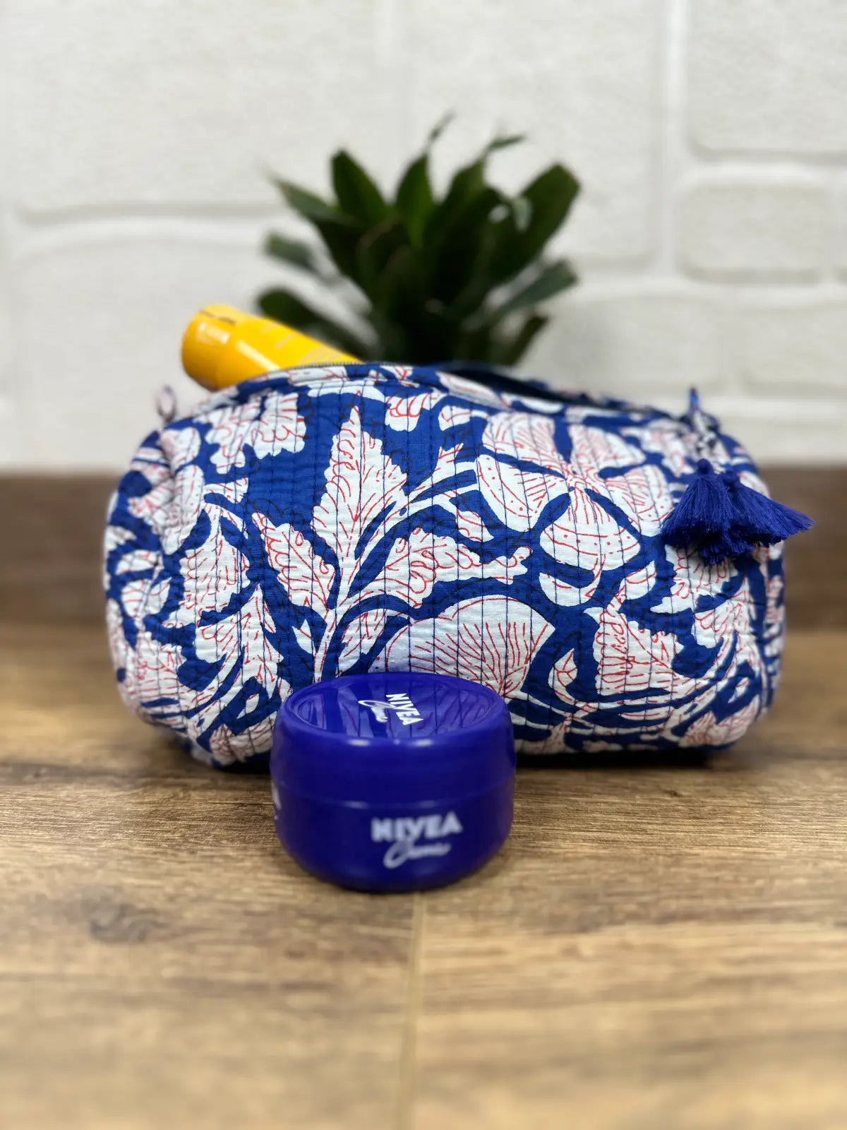 Block Print Toiletry & Makeup Bag | Quilted Wash Bag | Set of 3