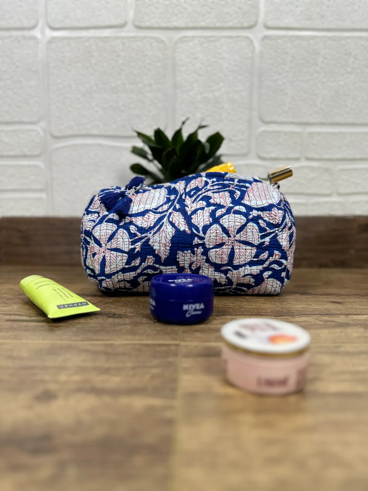 Block Print Toiletry & Makeup Bag | Quilted Wash Bag | Set of 3