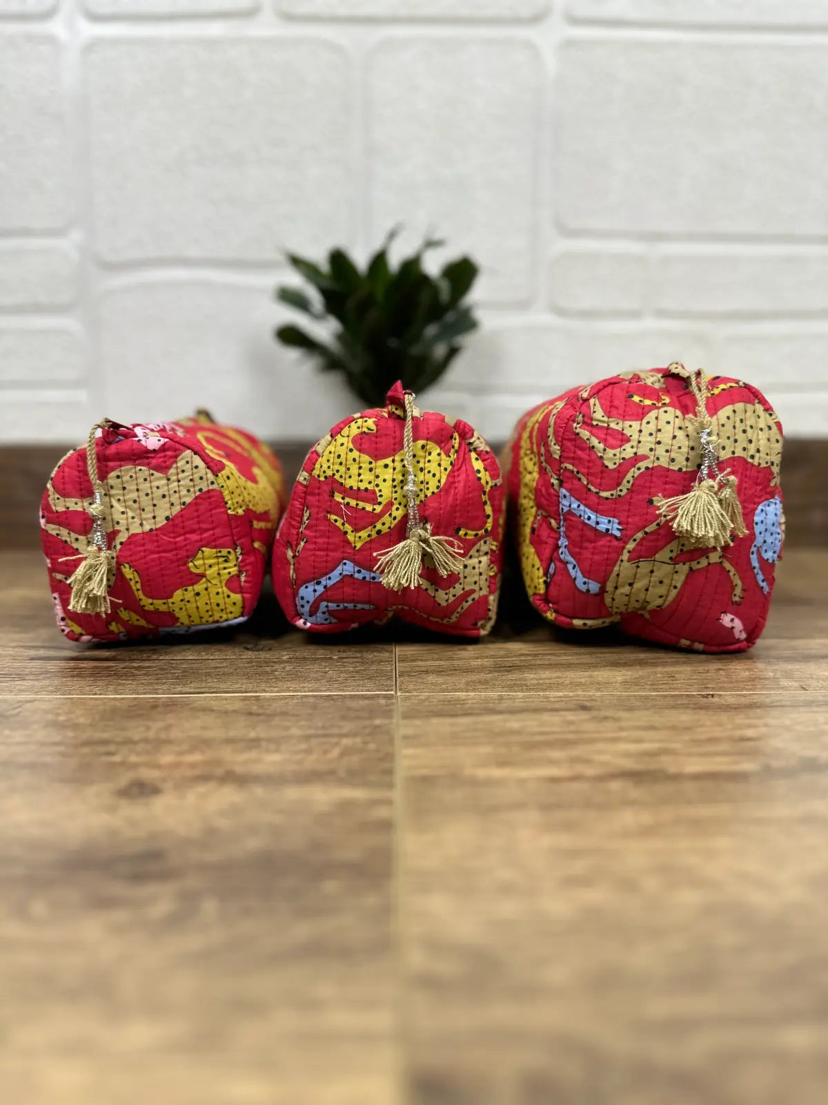 Block Print Toiletry & Makeup Bag | Quilted Wash Bag | Set of 3