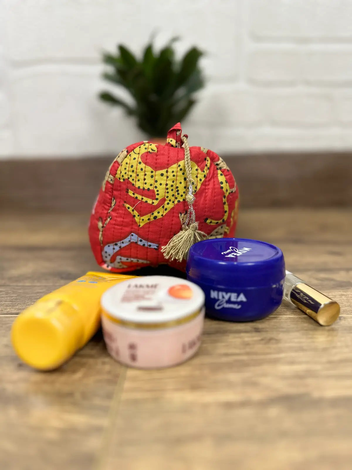 Block Print Toiletry & Makeup Bag | Quilted Wash Bag | Set of 3