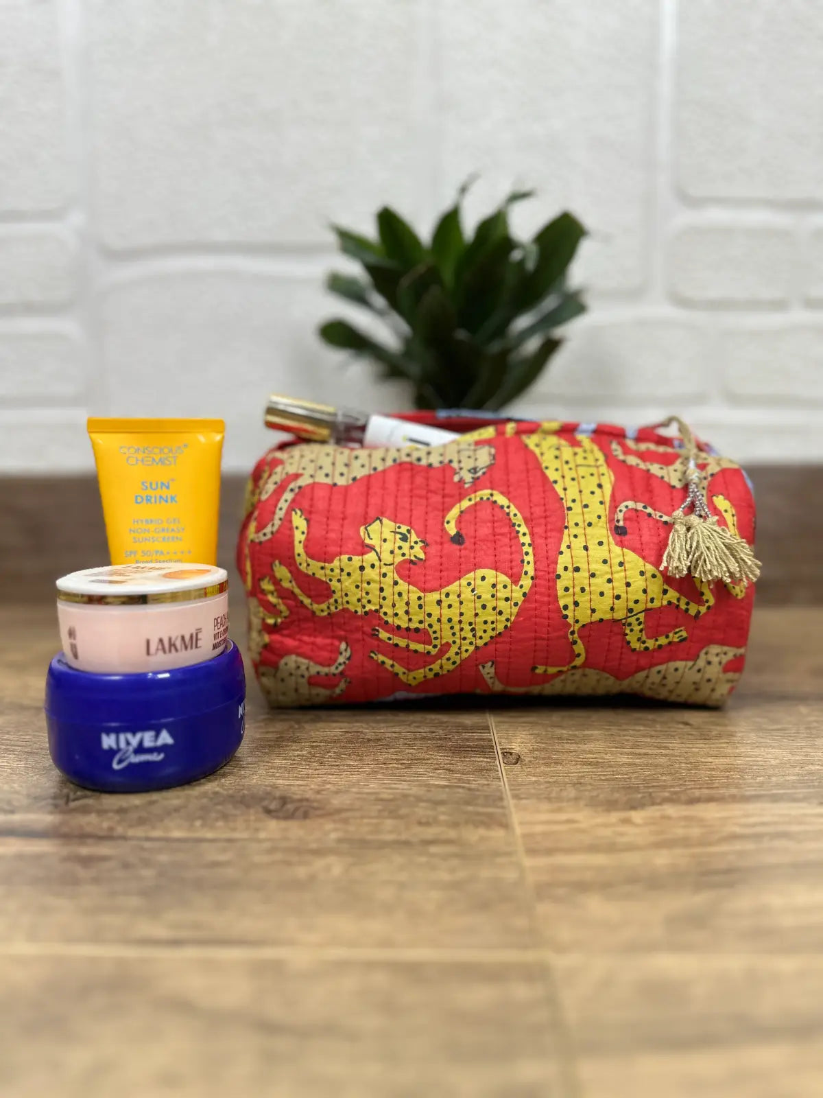 Block Print Toiletry & Makeup Bag | Quilted Wash Bag | Set of 3