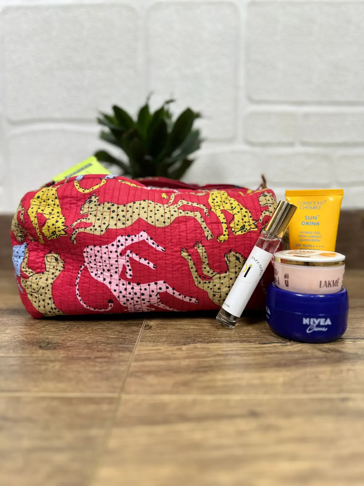 Block Print Toiletry & Makeup Bag | Quilted Wash Bag | Set of 3