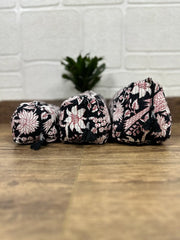 Block Print Toiletry & Makeup Bag | Quilted Wash Bag | Set of 3
