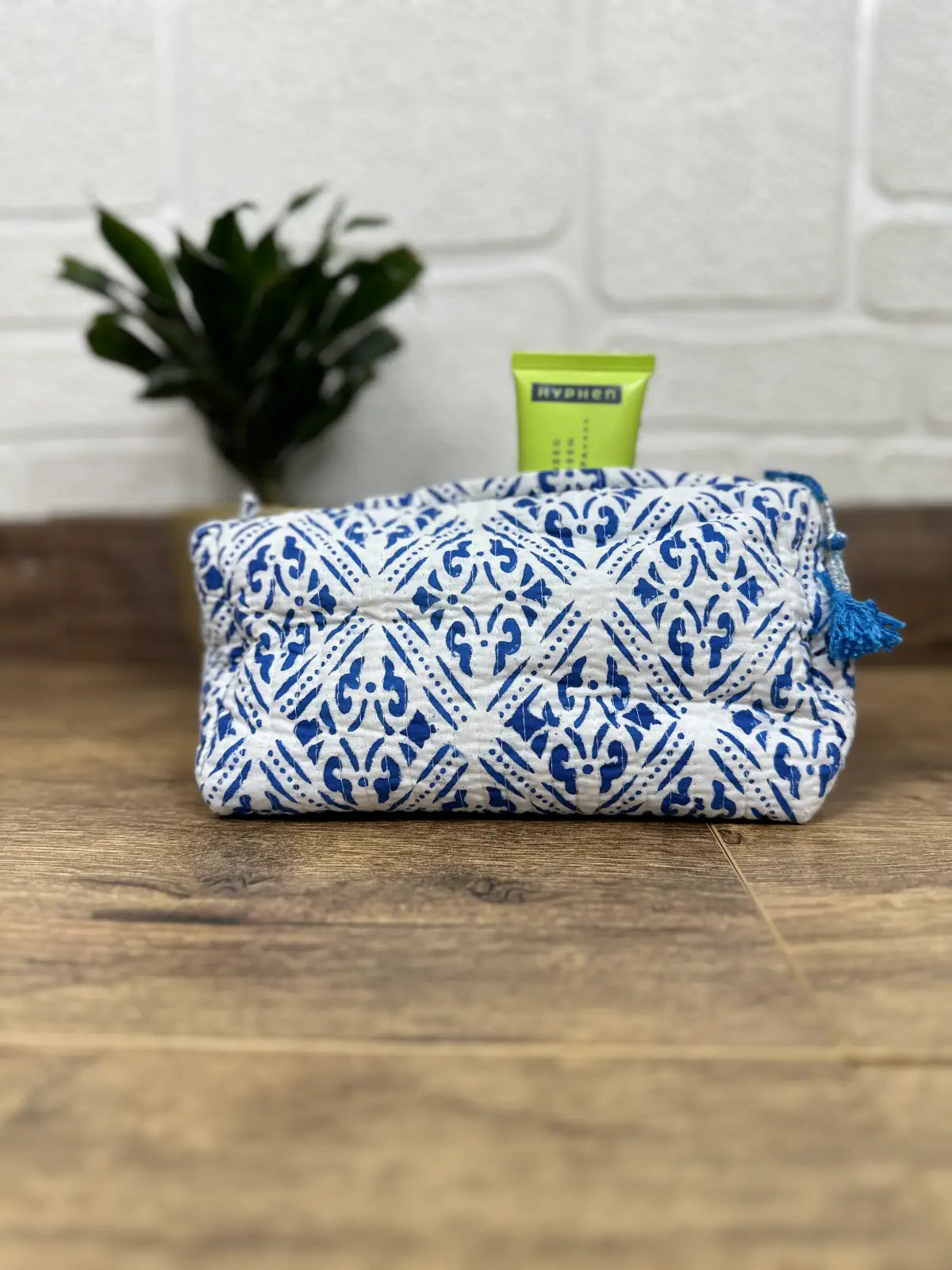 Block Print Toiletry & Makeup Bag | Quilted Wash Bag