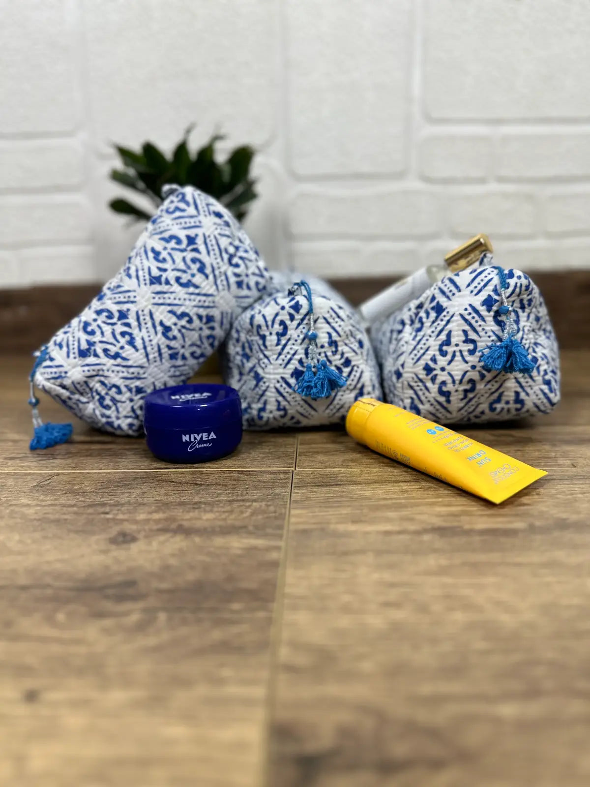 Block Print Toiletry & Makeup Bag | Quilted Wash Bag