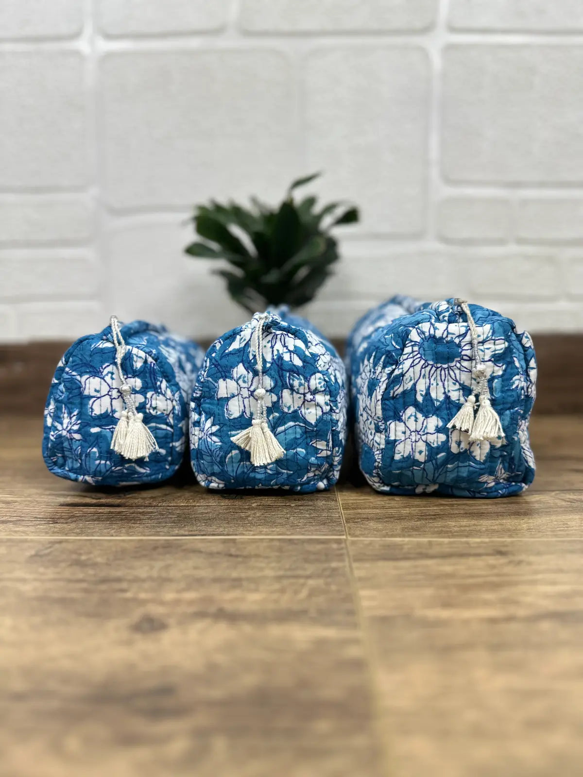 Block Print Toiletry & Makeup Bag | Quilted Wash Bag