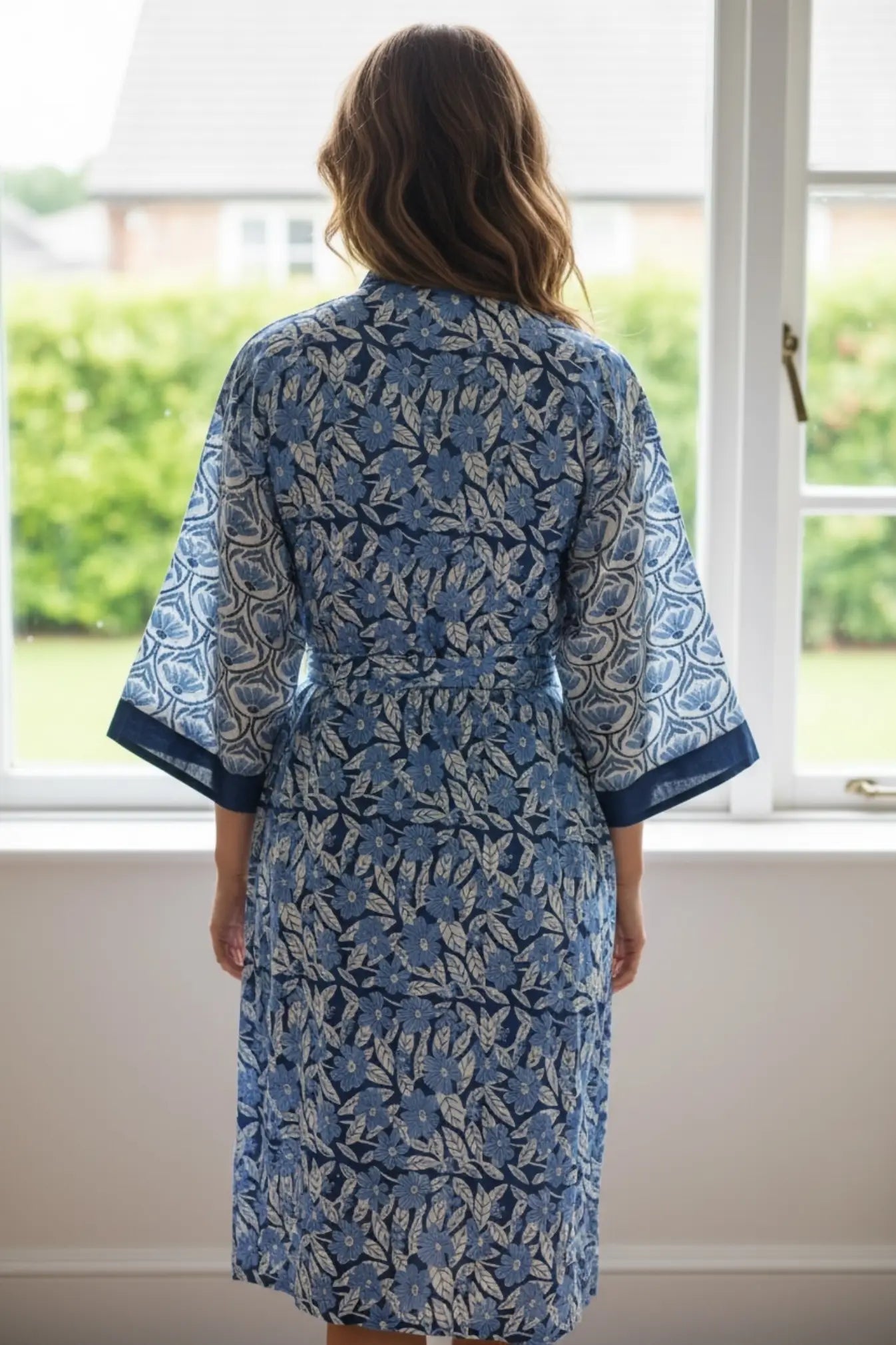Pure Cotton Handblock Kimono | Indian Printed Summer House Robe, Boho Beach Coverup Kaftan, Bridesmaid Maternity Dressing Gown, Gift For Her
