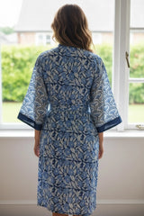 Pure Cotton Handblock Kimono | Indian Printed Summer House Robe, Boho Beach Coverup Kaftan, Bridesmaid Maternity Dressing Gown, Gift For Her