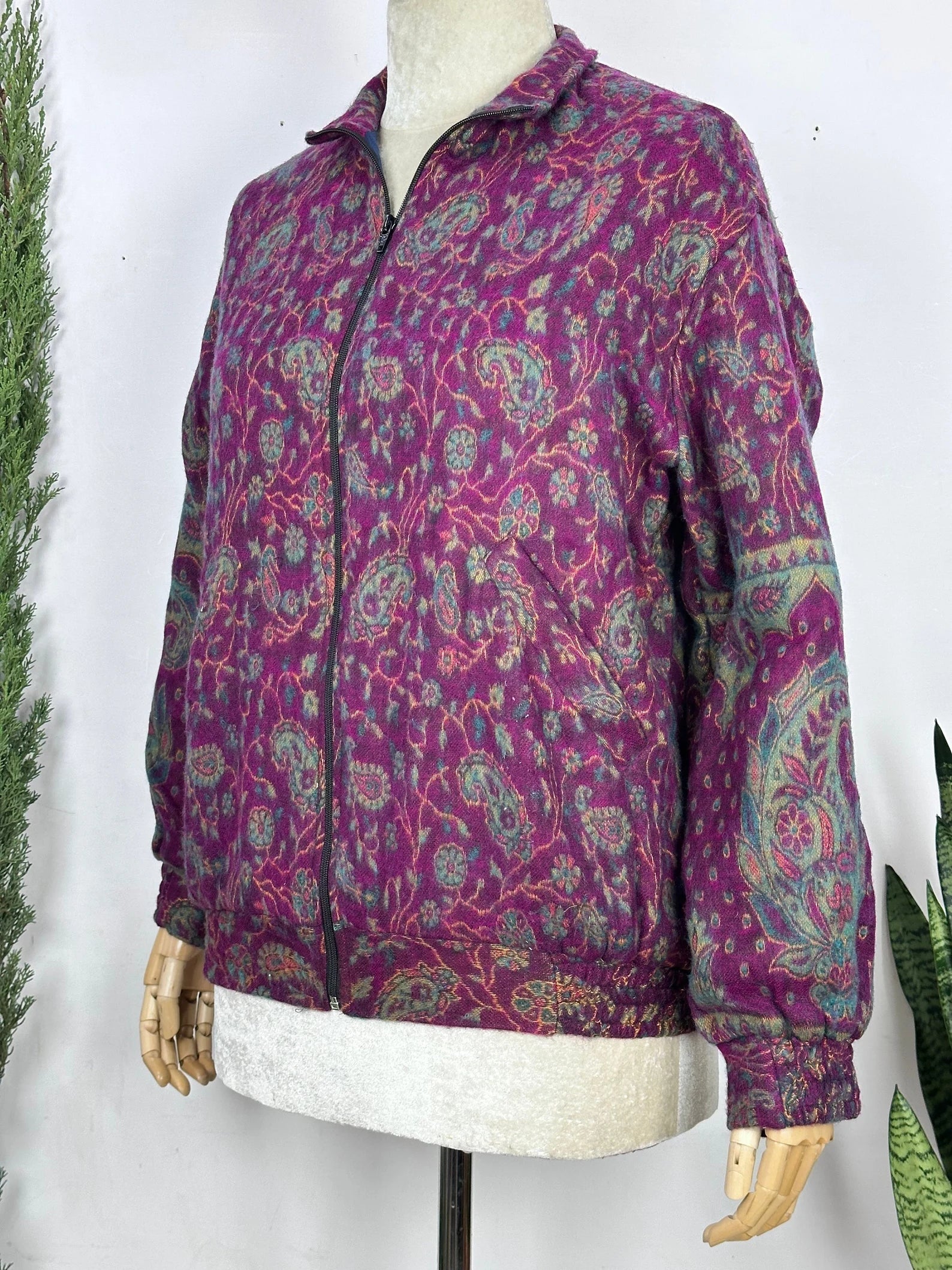 Handmade Paisley Floral Jacket: Boho Chic Yak Wool Blend Bolero