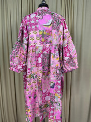 Boho Maxi Dress With Sleeves | Handmade Patchwork Long Flowy Beach Dress, One-of-a-kind Elegant Retro Outfit, Modest Gown with Pockets