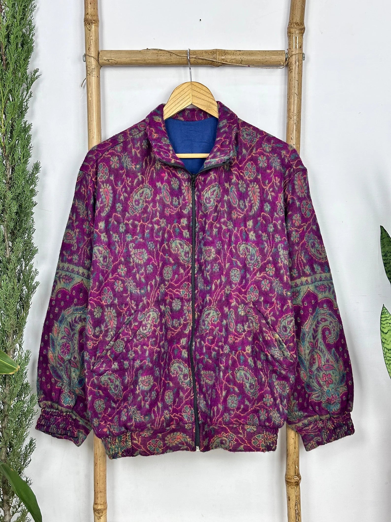 Handmade Paisley Floral Jacket: Boho Chic Yak Wool Blend Bolero