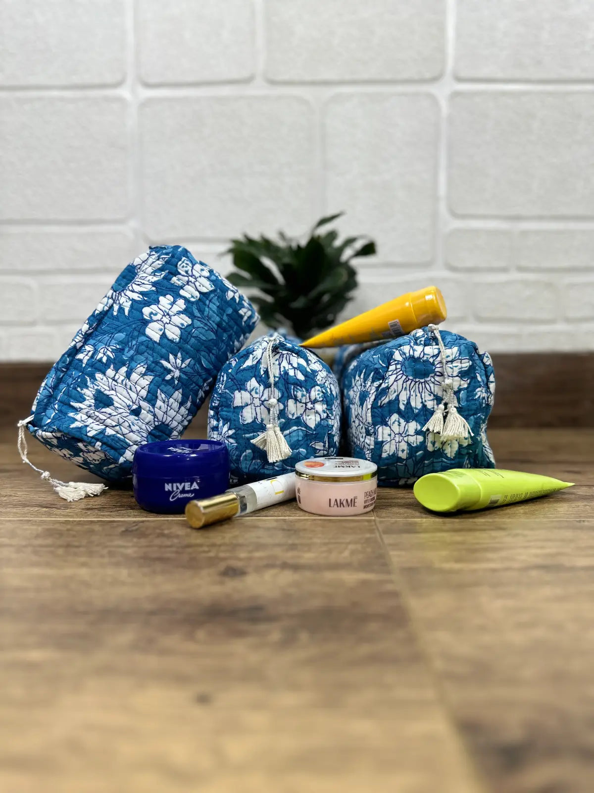 Block Print Toiletry & Makeup Bag | Quilted Wash Bag