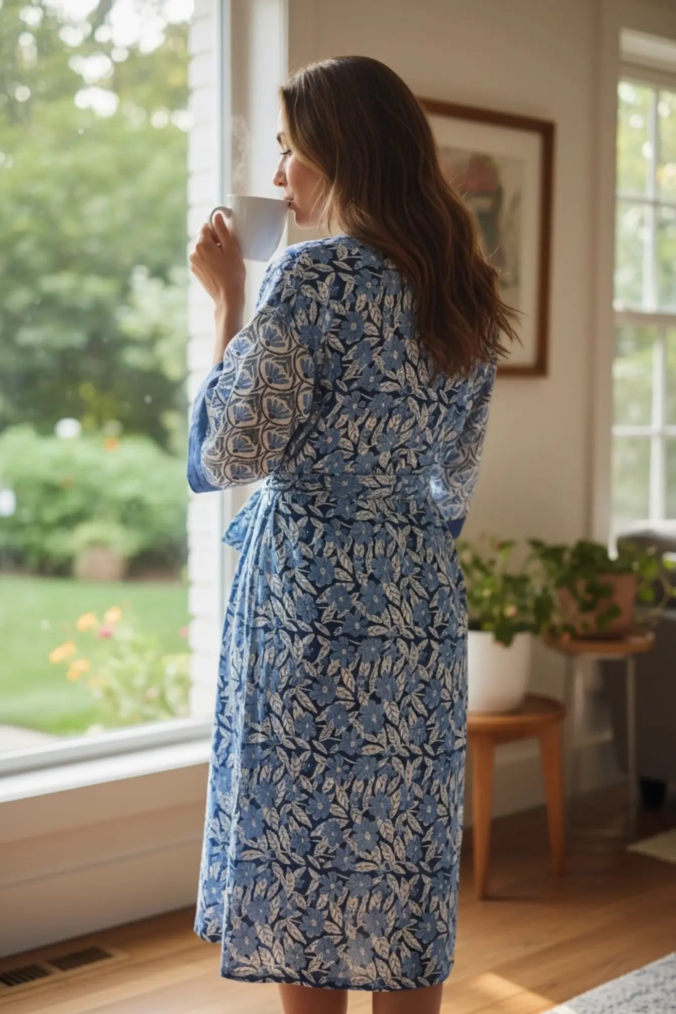 Pure Cotton Handblock Kimono | Indian Printed Summer House Robe, Boho Beach Coverup Kaftan, Bridesmaid Maternity Dressing Gown, Gift For Her