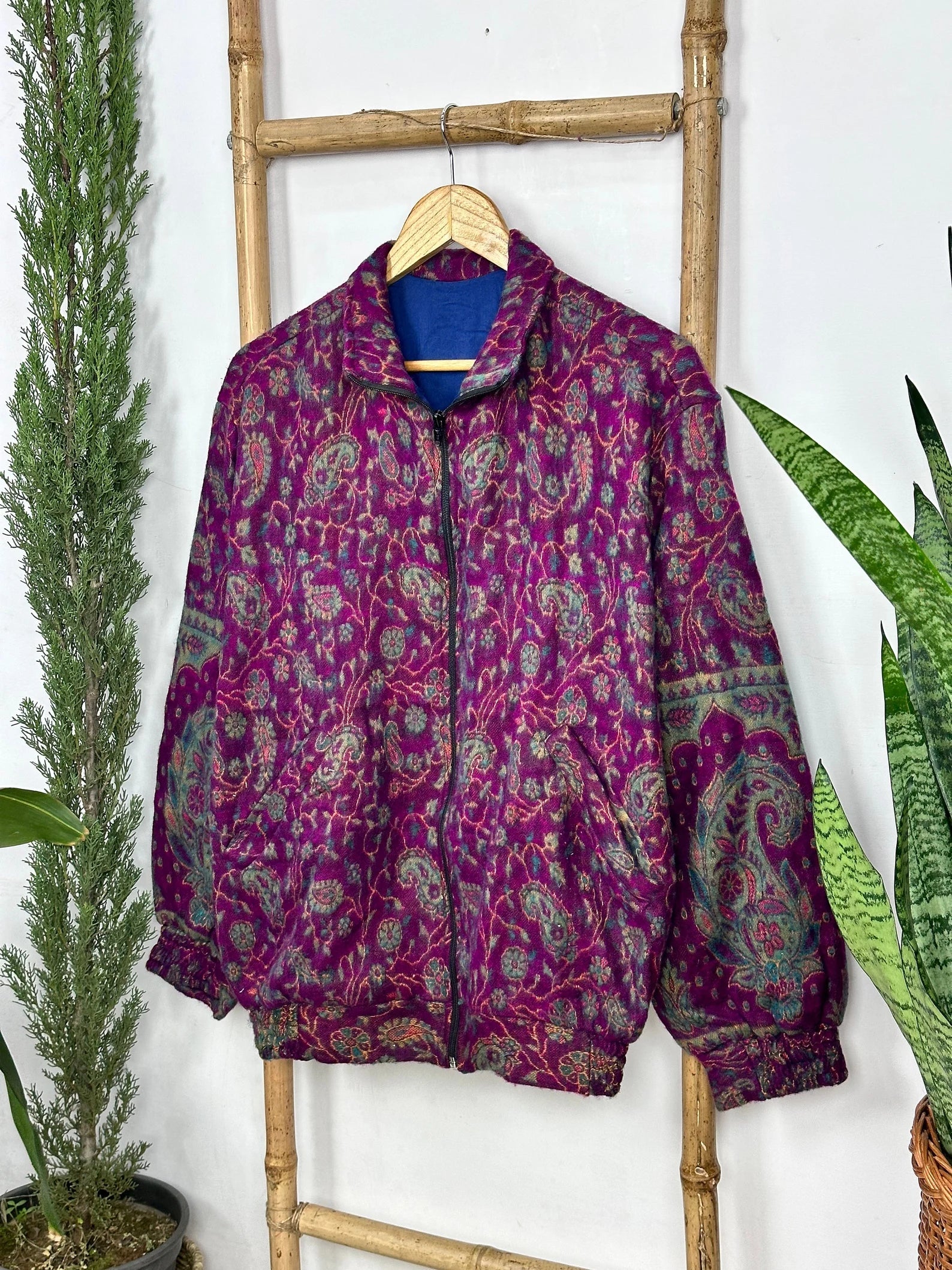Handmade Paisley Floral Jacket: Boho Chic Yak Wool Blend Bolero
