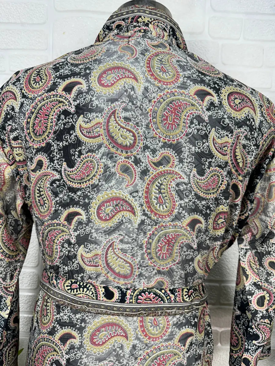 Boho Men Silk Kimono Robe, Luxury Silk Dressing Gown for Man, Long House Beach Artist Bathrobe, Birthday Present for husband, Gift for Him