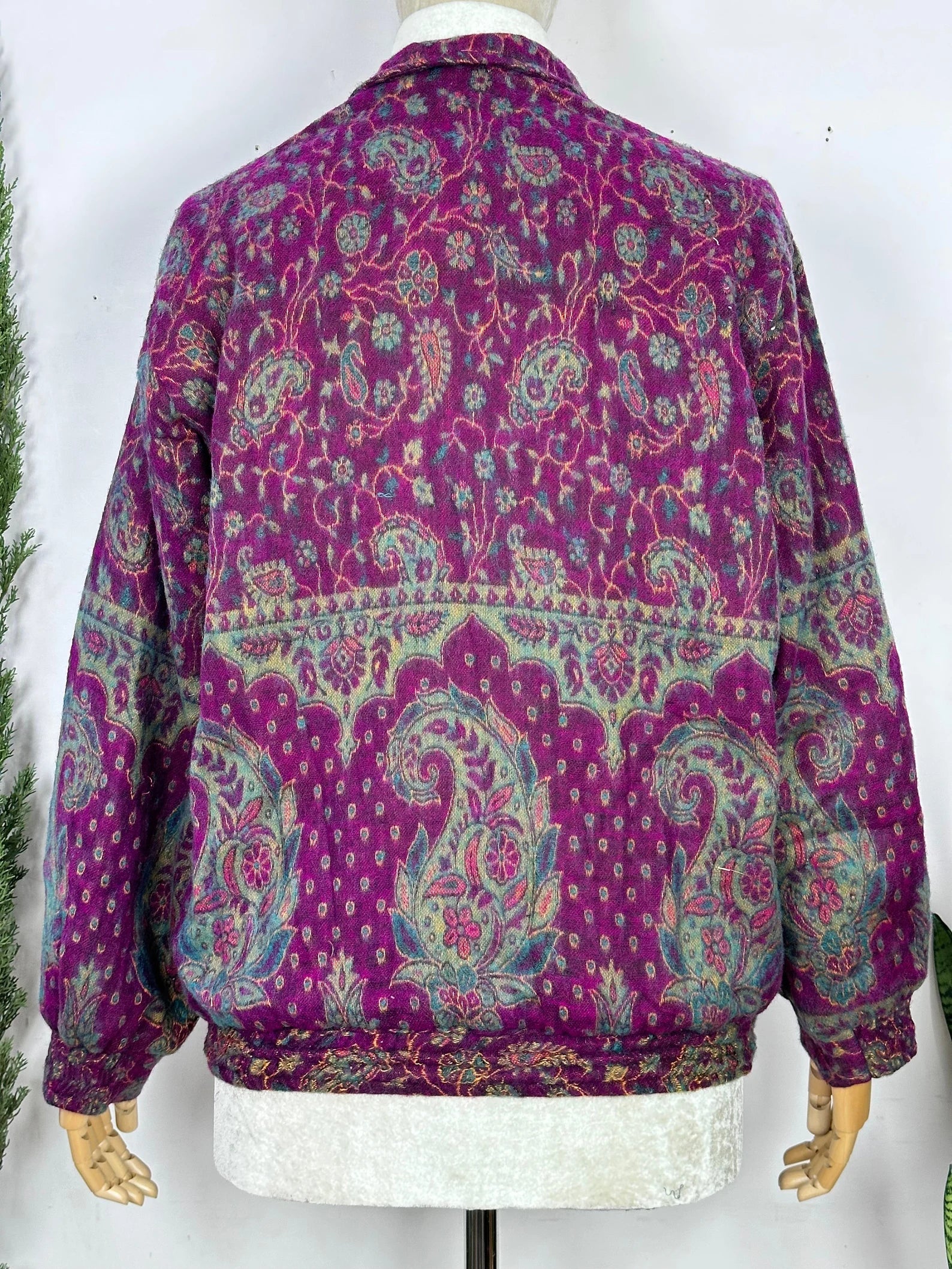 Handmade Paisley Floral Jacket: Boho Chic Yak Wool Blend Bolero