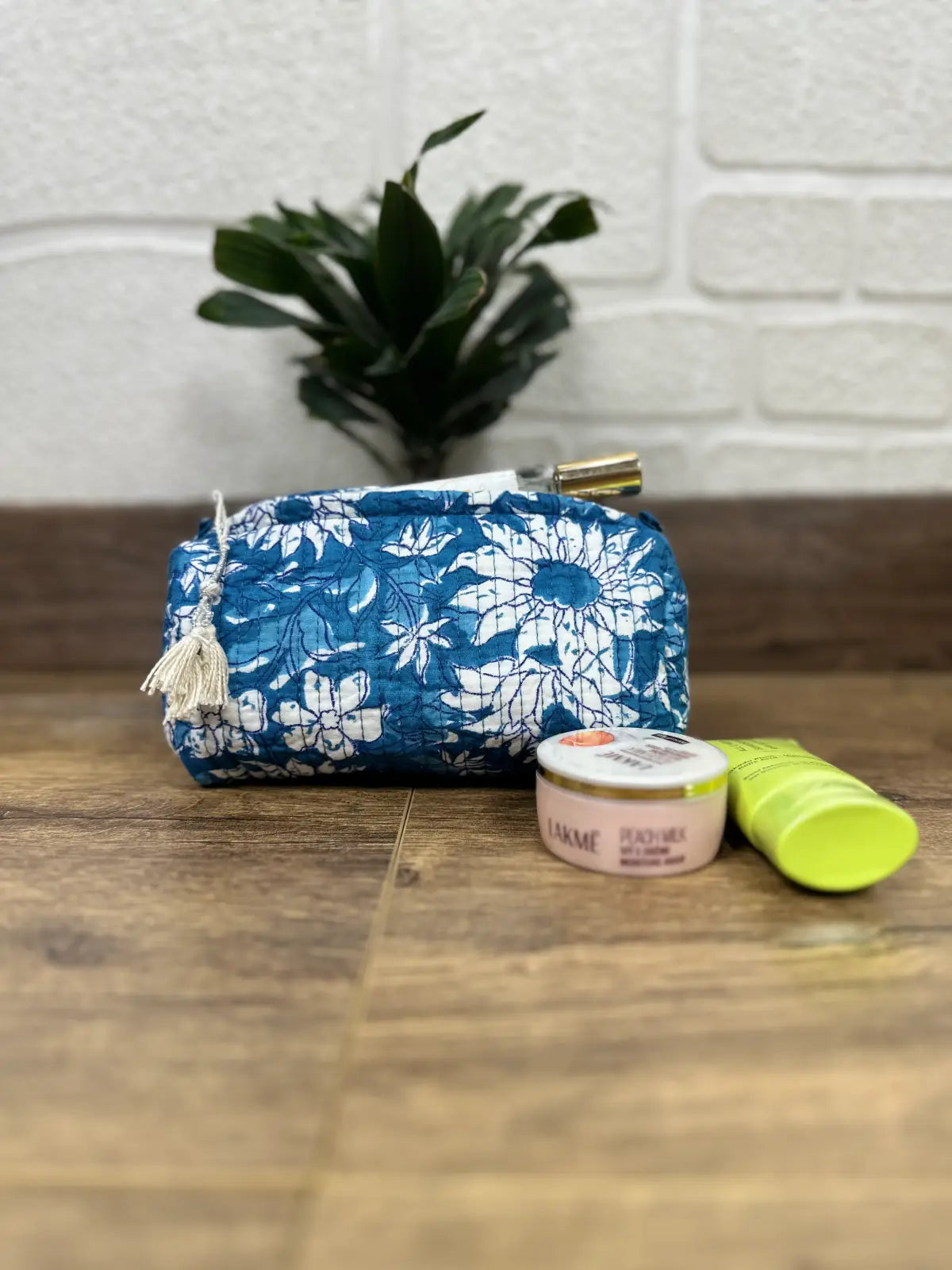 Block Print Toiletry & Makeup Bag | Quilted Wash Bag