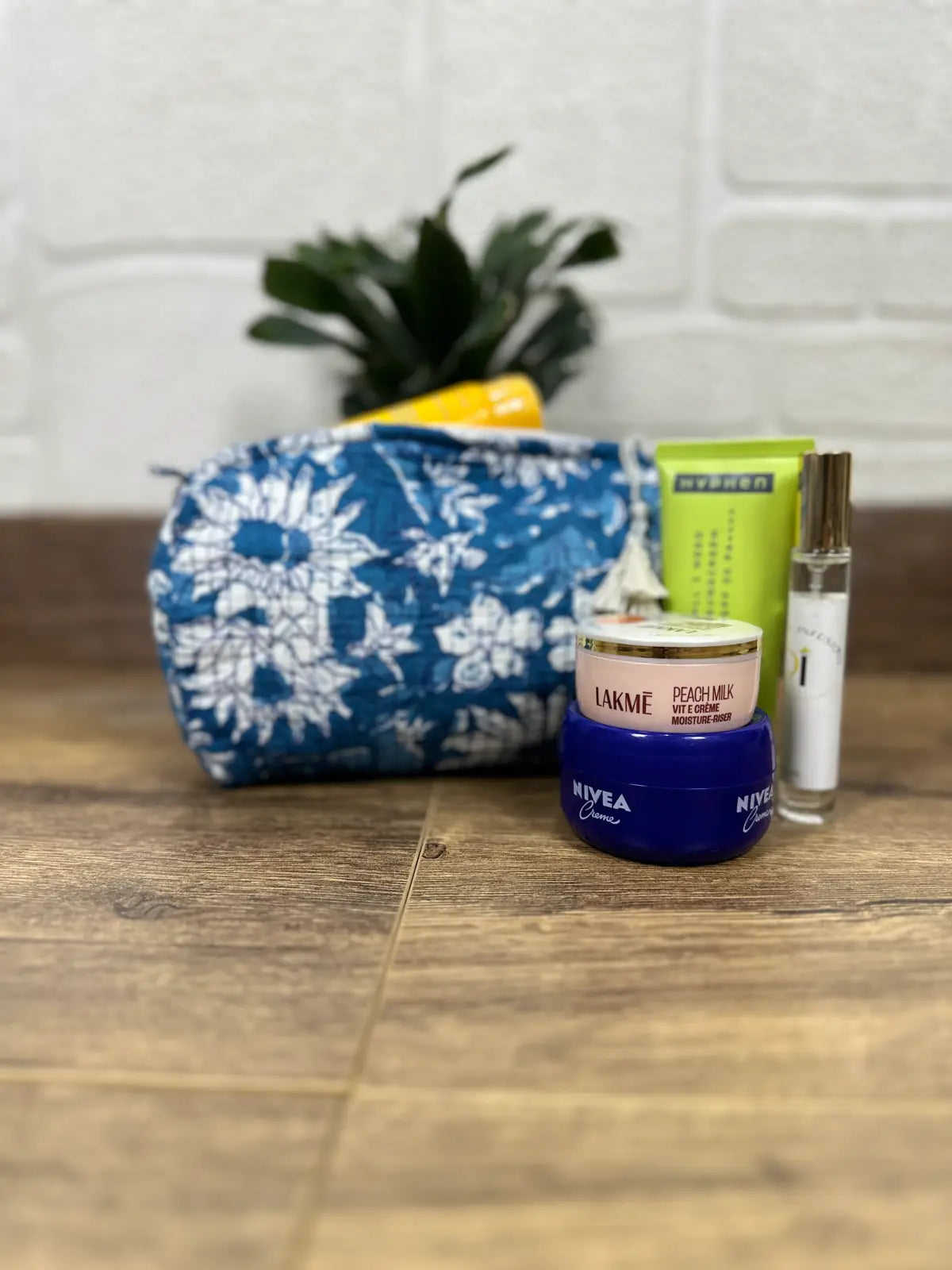 Block Print Toiletry & Makeup Bag | Quilted Wash Bag